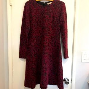 LOFT Wine Red Floral Print Dress